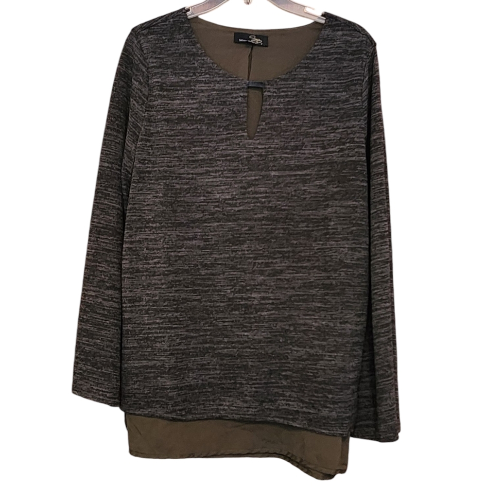 Suzanne Betro Double Layer Tunic Top, Long bell sleeves, sz XL